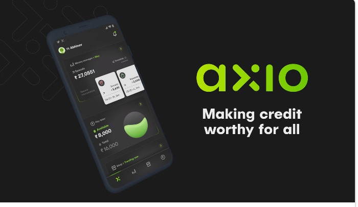 Axio app screens showing the budget home and the pay later flow.