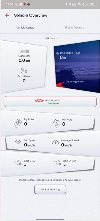 TVS Connect existing vehicle overview screen audit